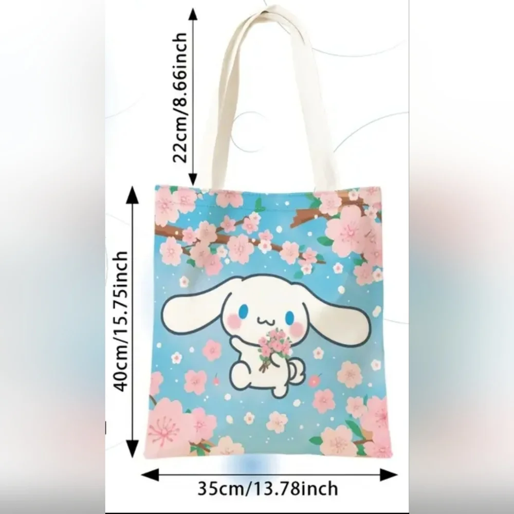 Cinnamoroll With Cherry Blossoms Blue Tote Bag